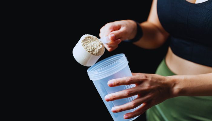 women making whey protein drink 