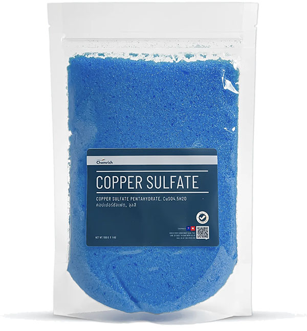 Copper Sulphate flakes in a bag